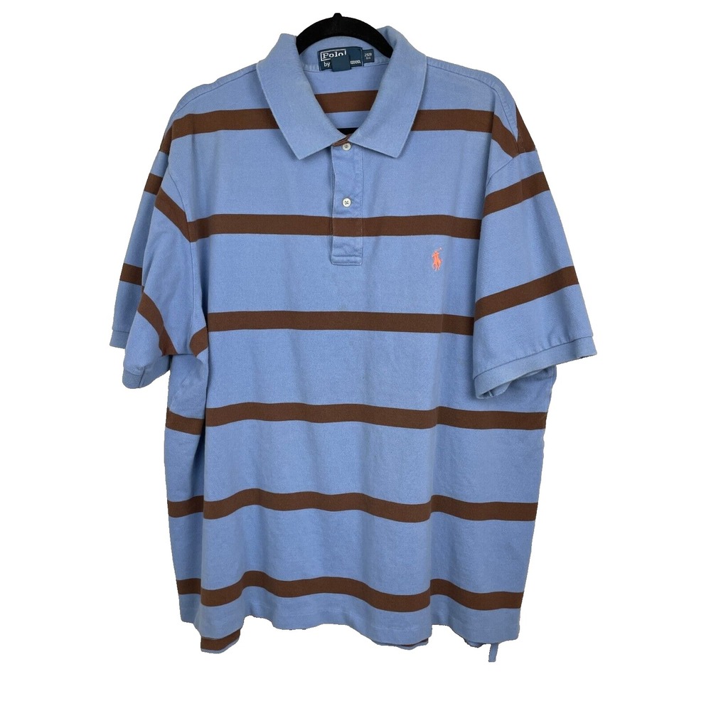Polo Ralph Lauren Short Sleeve Polo Shirt 2XB Mens Blue Striped Pony Logo